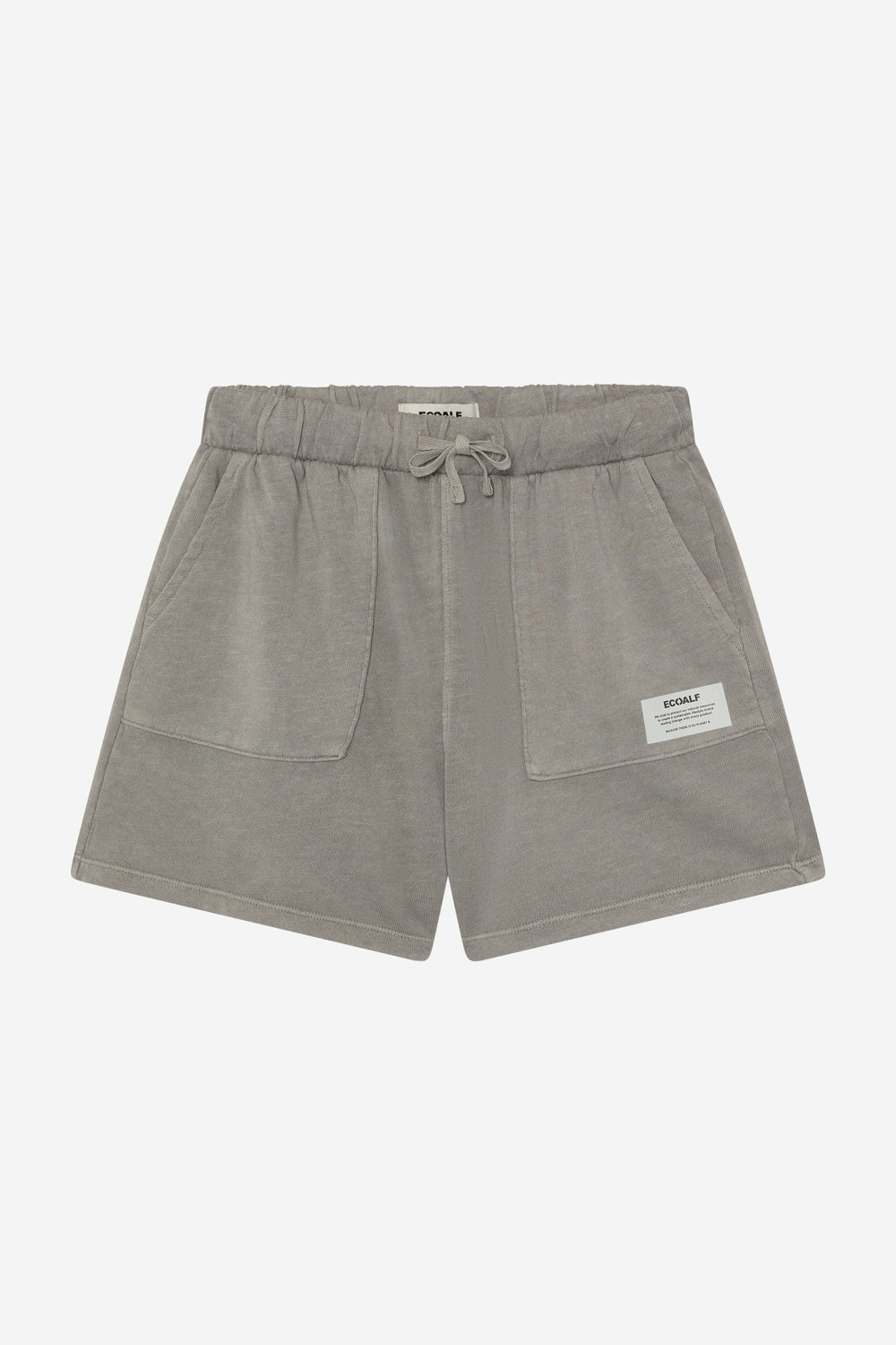 Shorts grises sostenibles de la marca Ecoalf con cordón ajustable y bolsillos delanteros.