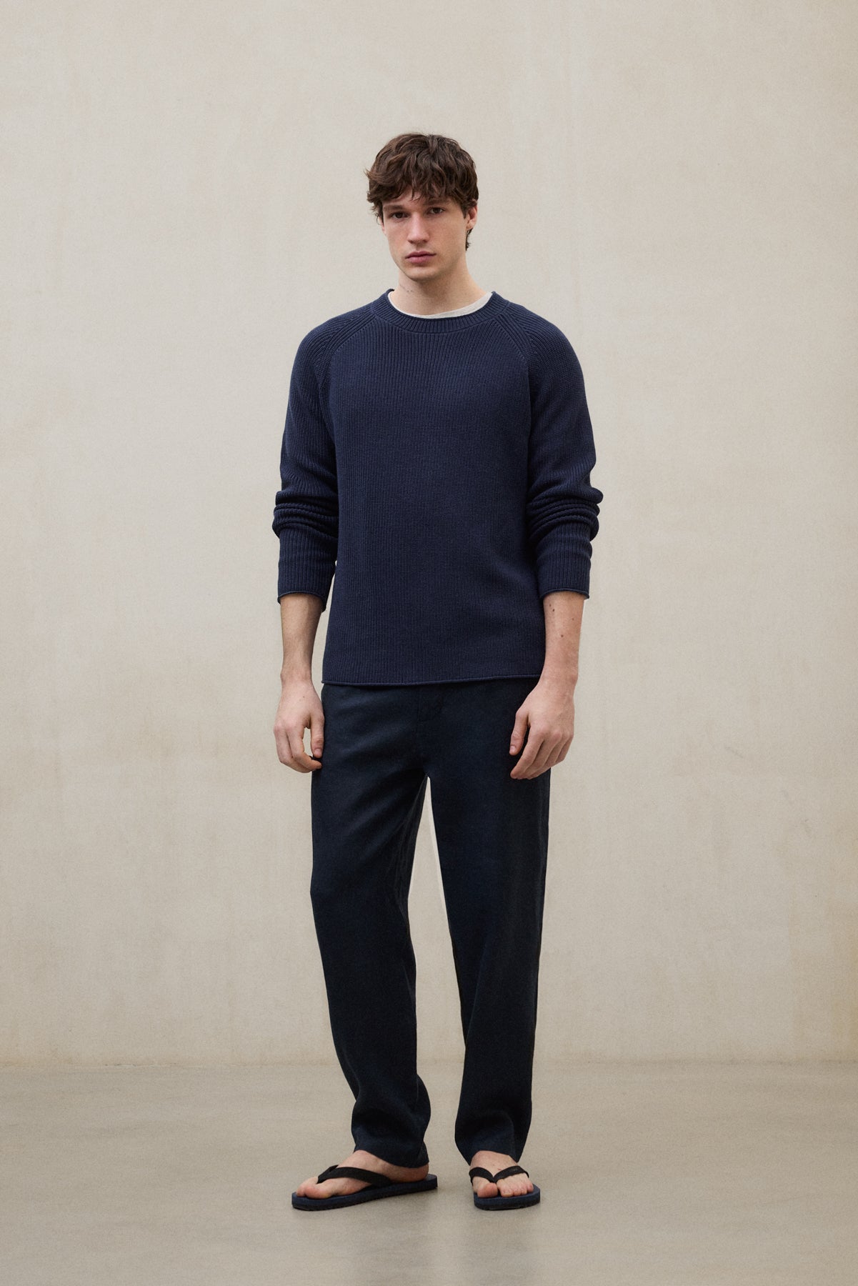 PANTALONES DE LINO ETHIWIN AZUL MARINO