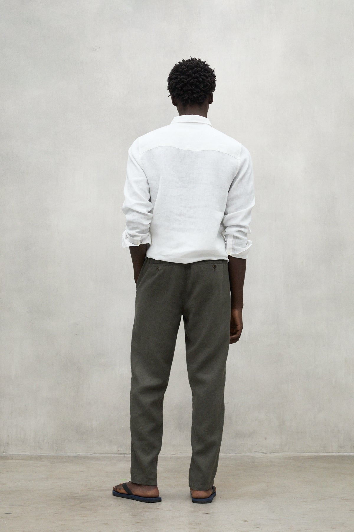 KHAKI ETHIC LINO TROUSERS