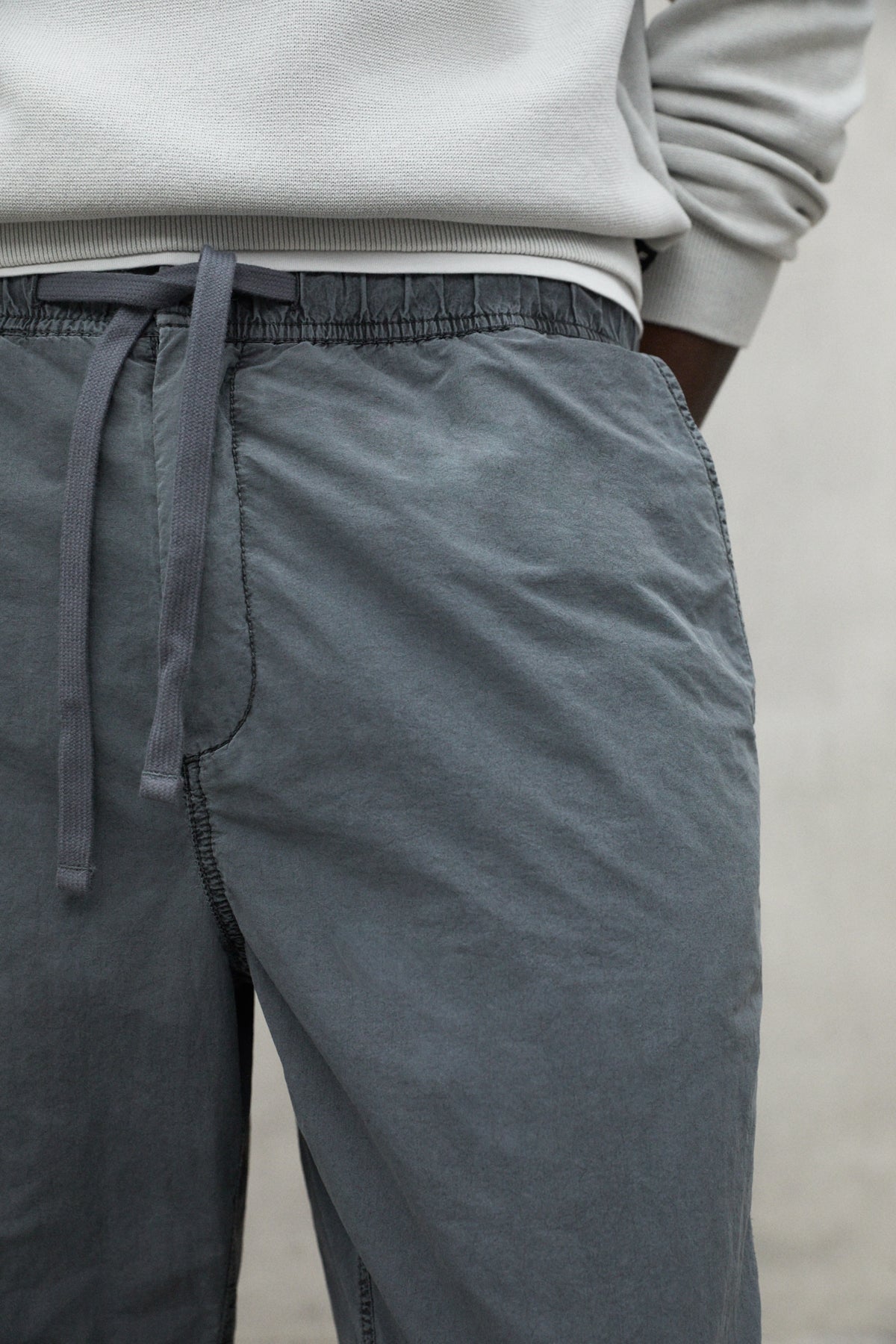 DARK GREY ETHIC NYLON TROUSERS