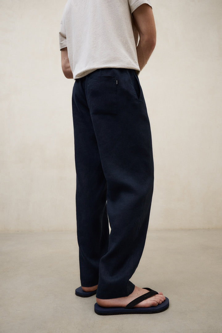 PANTALONES DE LINO ETHIWIN AZUL MARINO