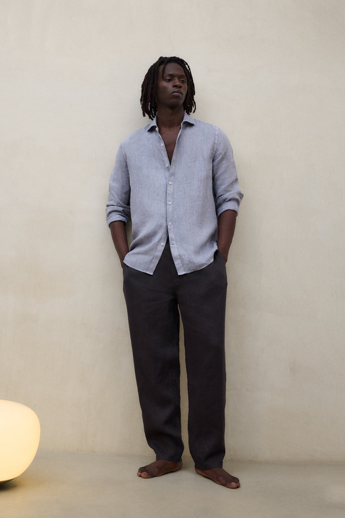 PANTALONES DE LINO ETHIWIN GRIS OSCURO