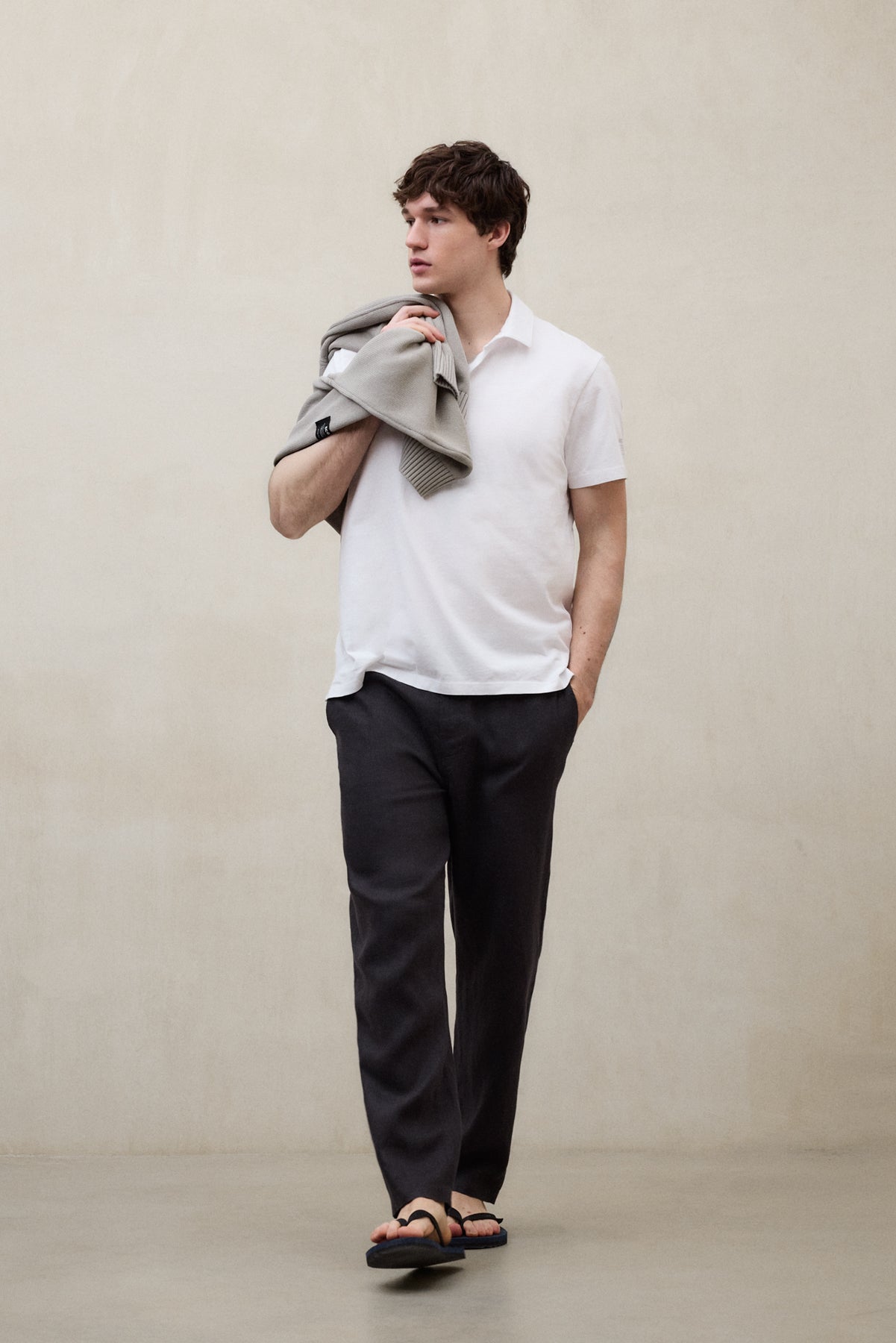 THEO WHITE KNIT POLO SHIRT