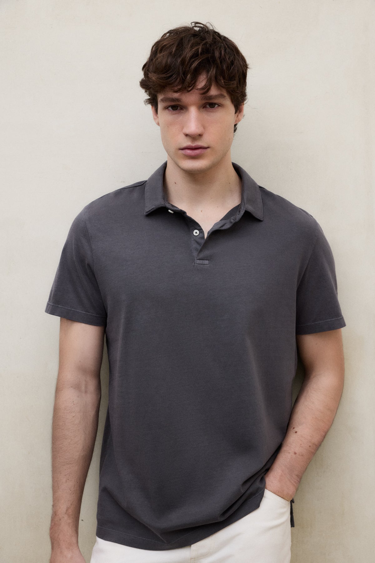 POLO EN MAILLE THEO GRIS FONCÉ