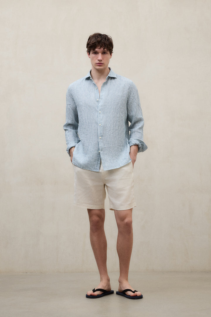 CAMISA ALFREDO DE LINO A RAYAS VERDE