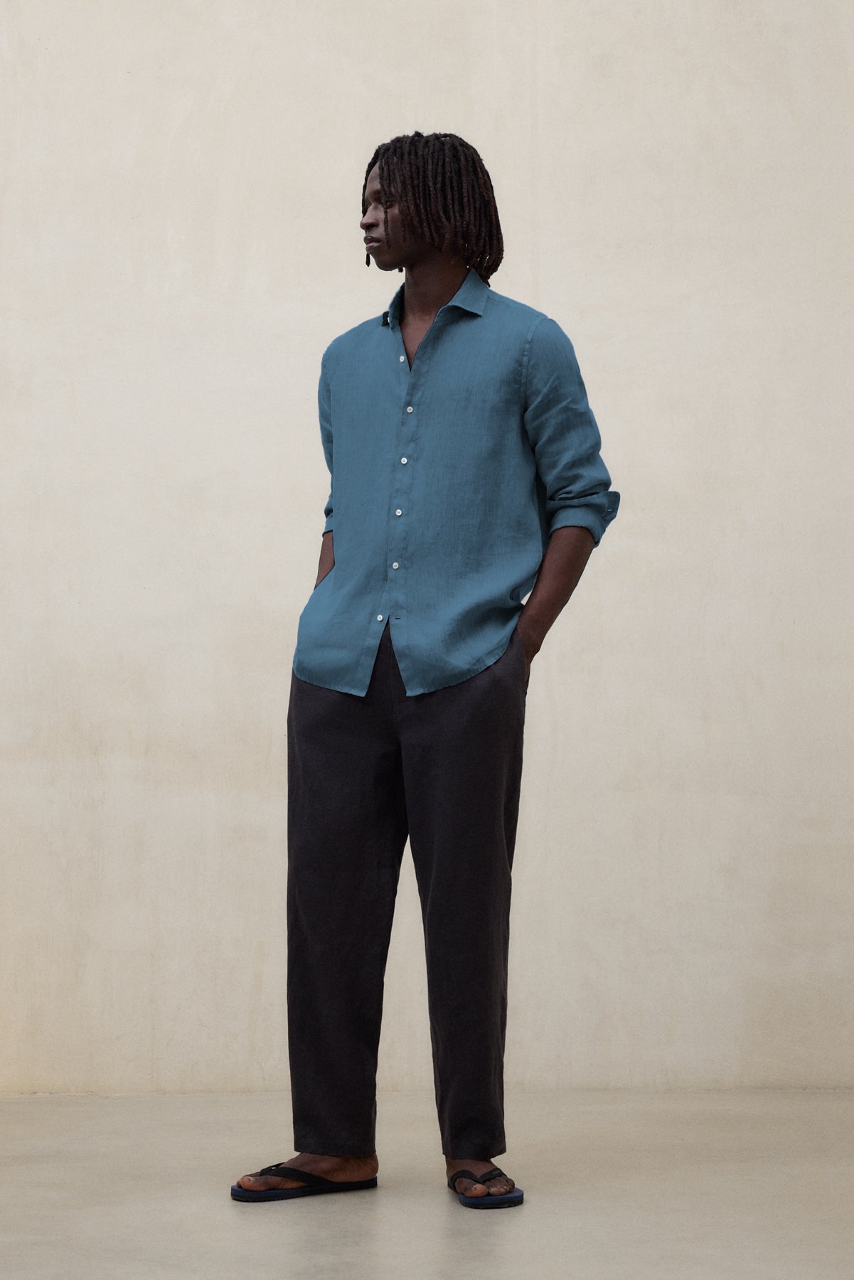 CAMISA ALFREDO DE LINO AZUL