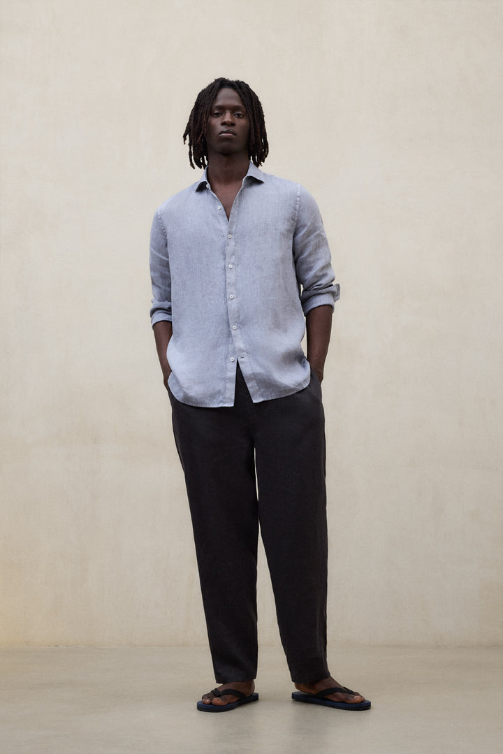 CHEMISE ALFREDO EN LIN BLEU