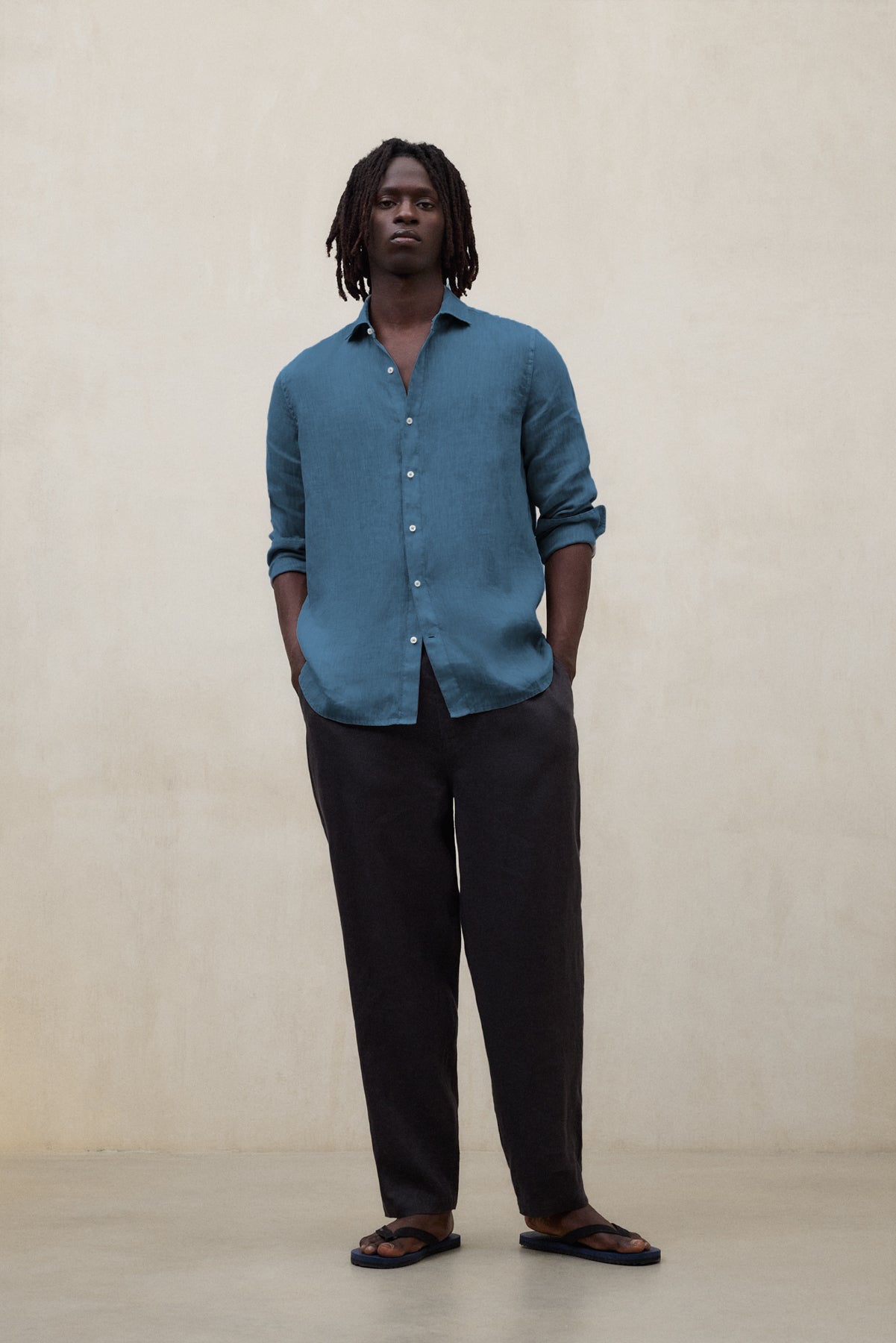 CAMISA ALFREDO DE LINO AZUL
