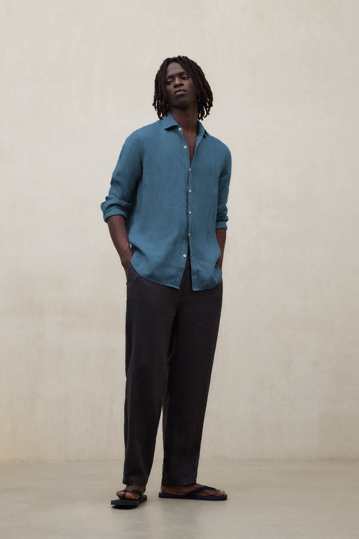 CAMISA ALFREDO DE LINO AZUL