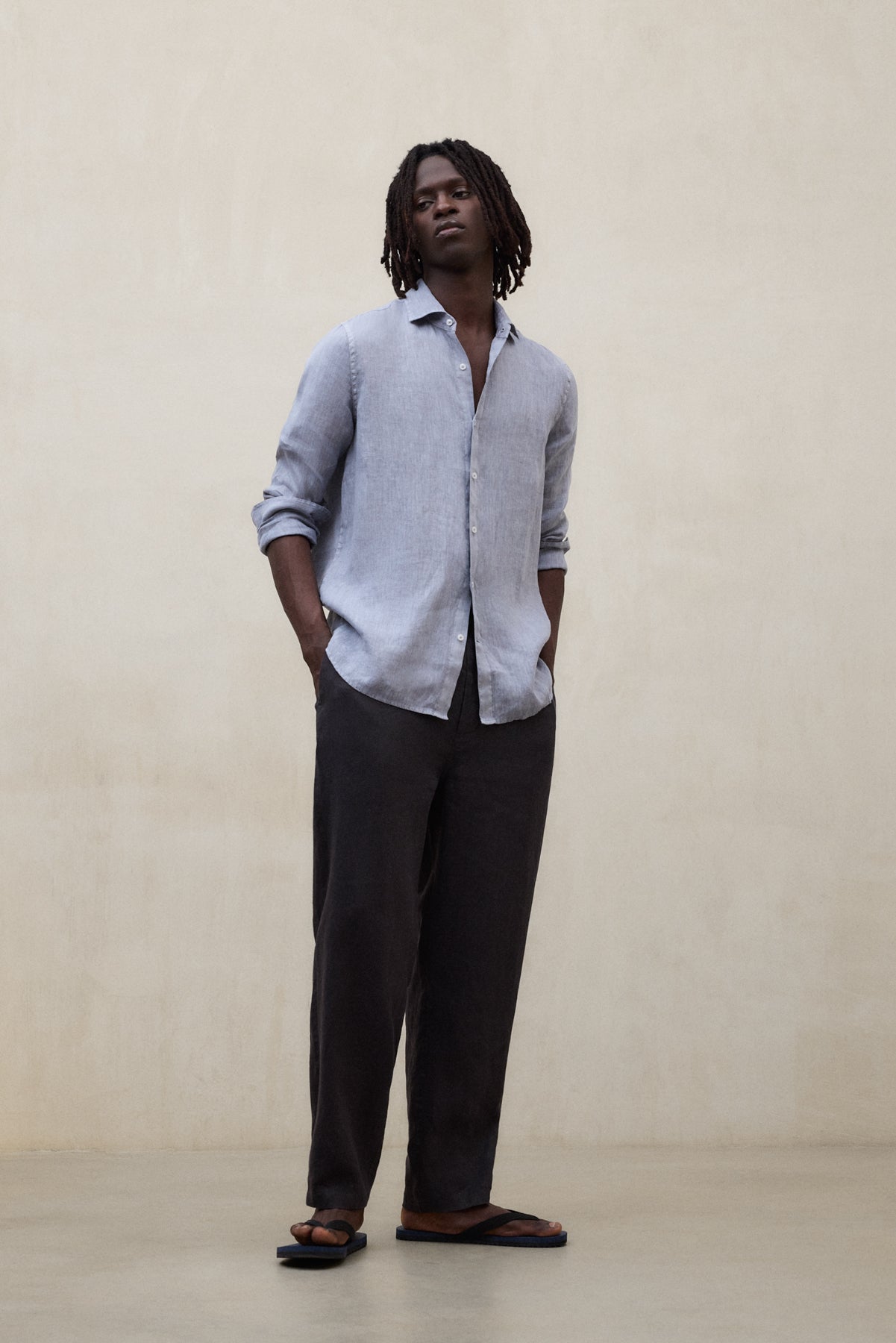 CHEMISE ALFREDO EN LIN BLEU