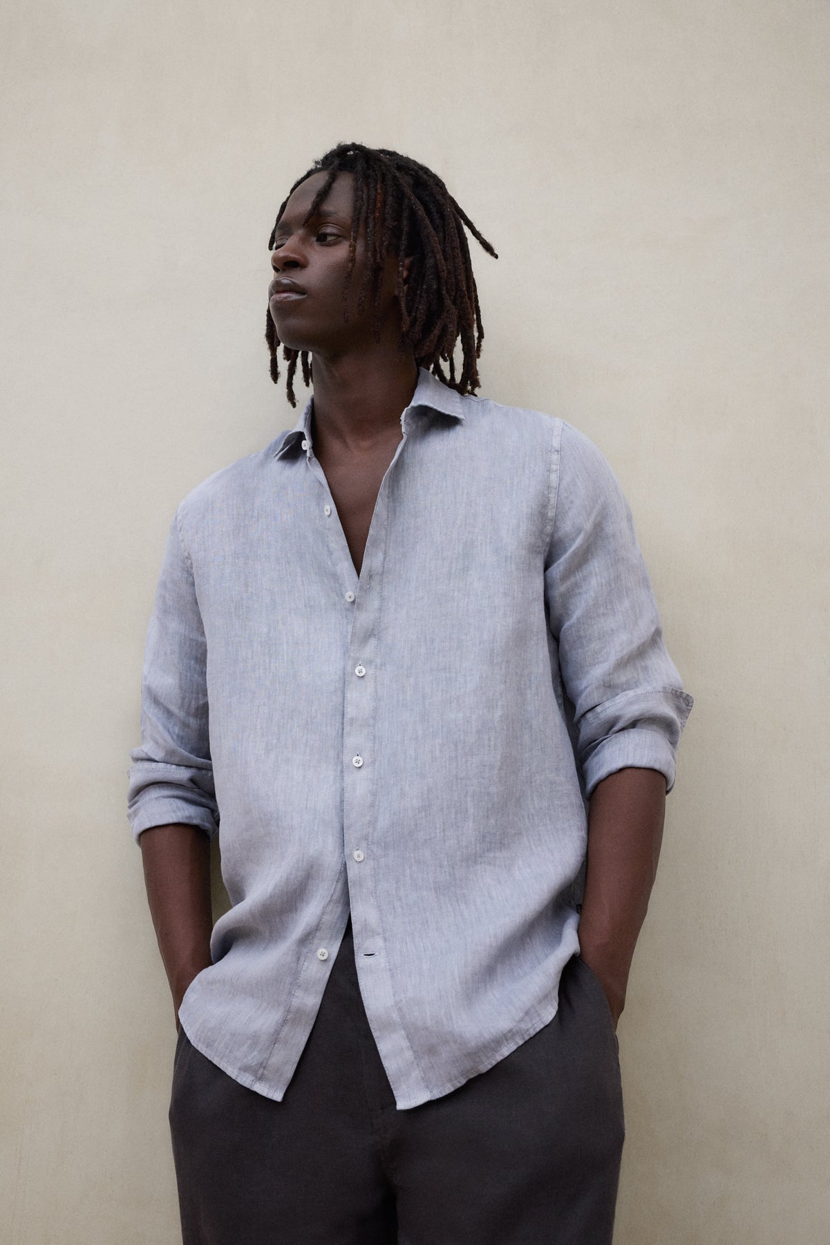 CHEMISE ALFREDO EN LIN BLEU