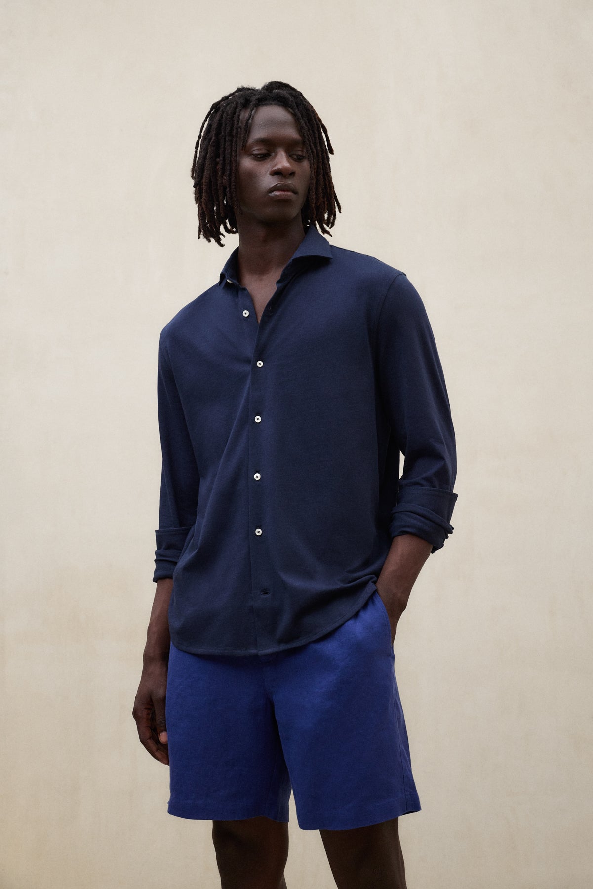 NAVY BLUE MOLE SHIRT