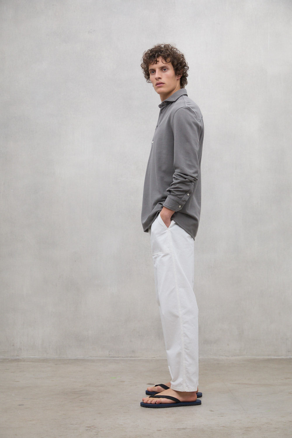 CHEMISE POL PIQUE GRIS FONCÉ