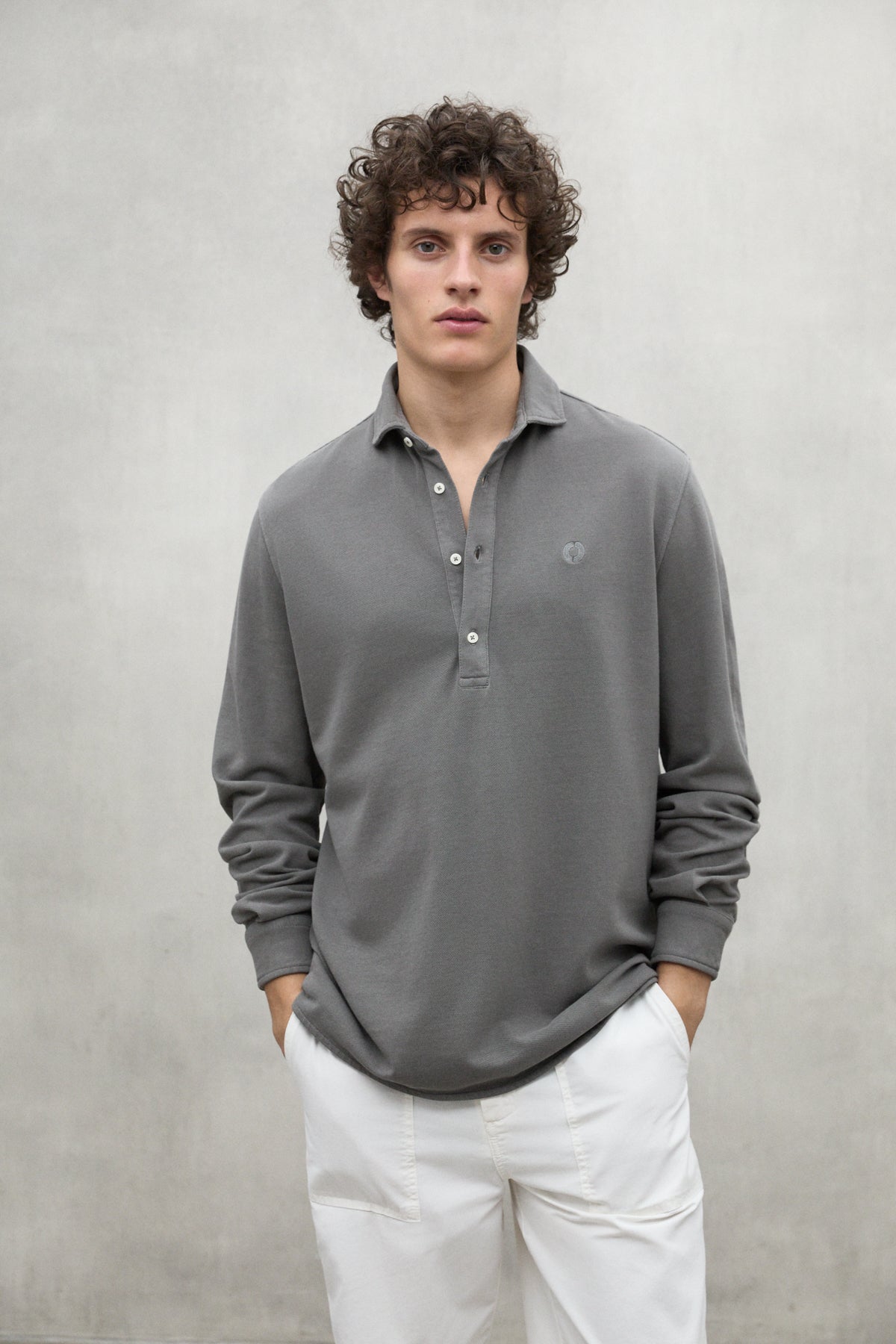 DARK GREY POL PIQUE SHIRT