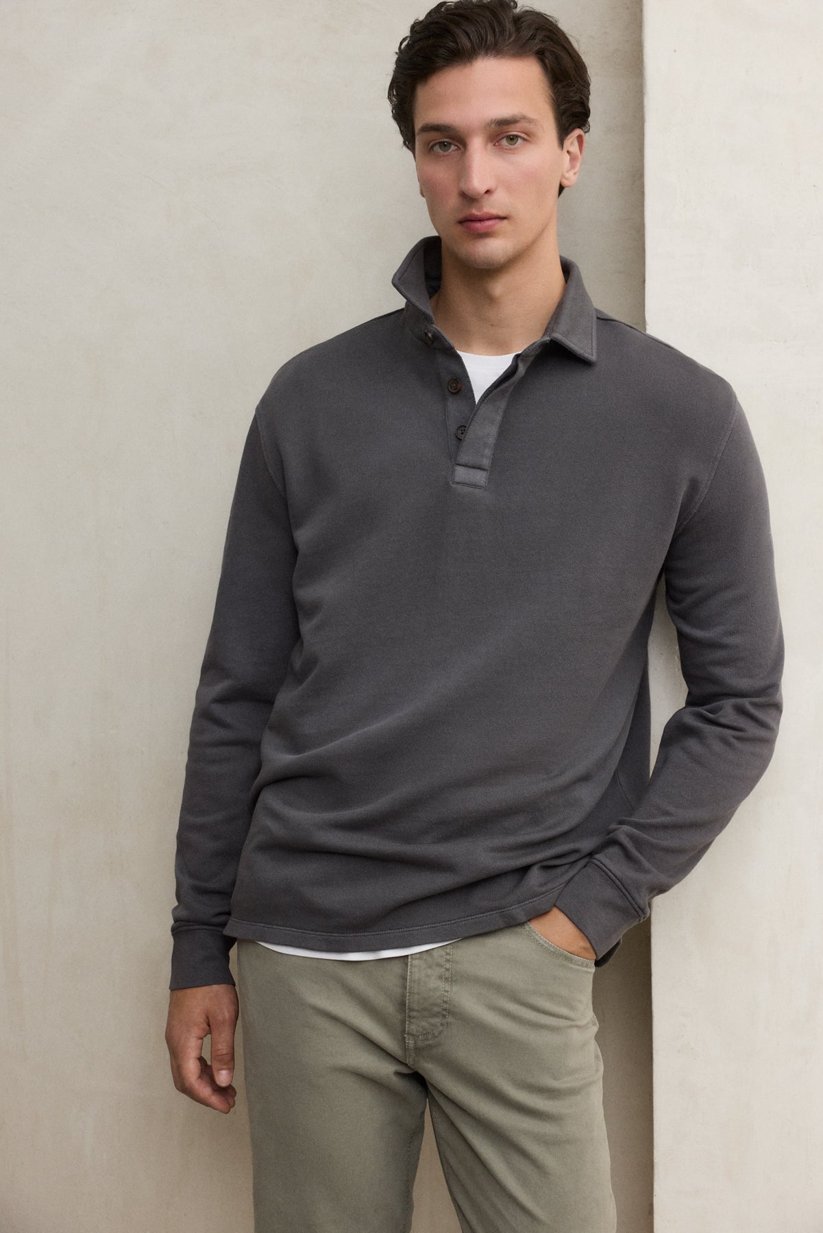 SWEATSHIRT POLO BRENDAN GRIS FONCÉ