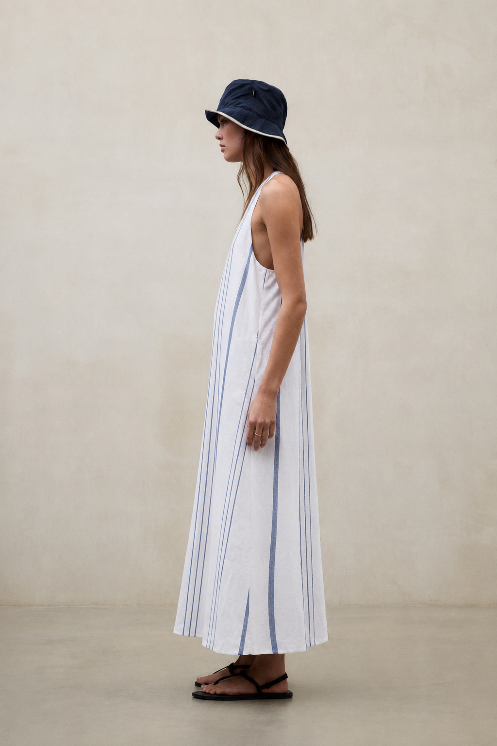 WHITE CROME STRIPED DRESS
