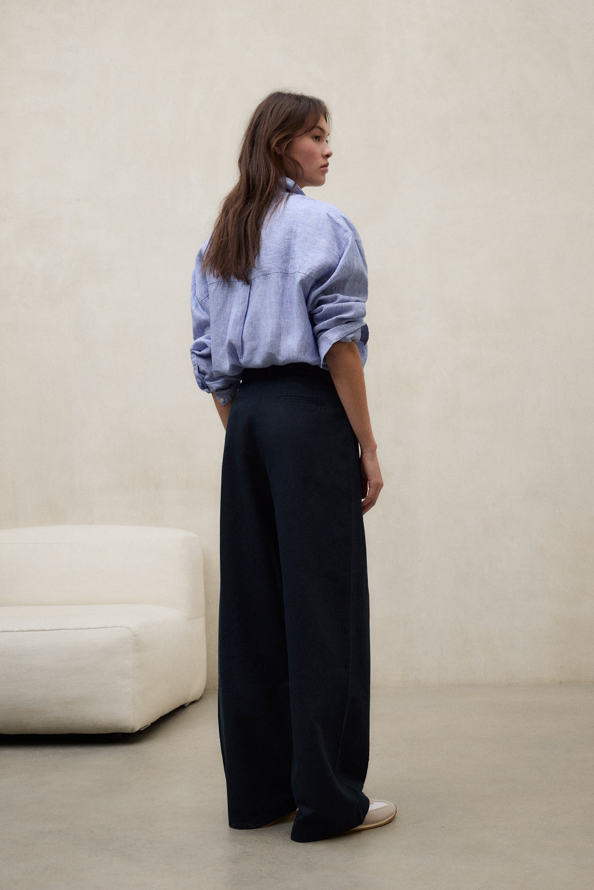 PANTALONES DE LINO MIEL AZUL MARINO
