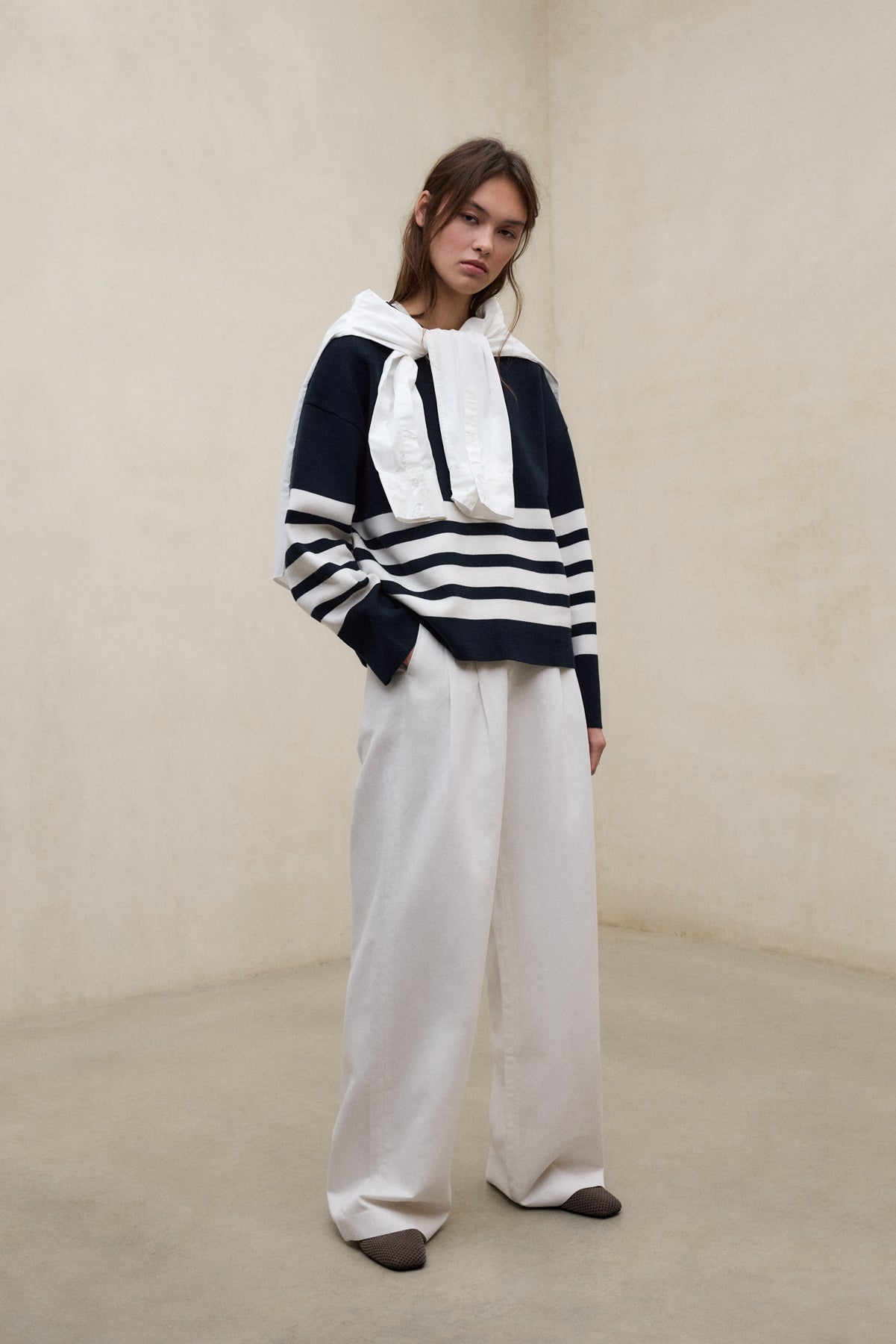 PANTALONES DE LINO MIEL BLANCO
