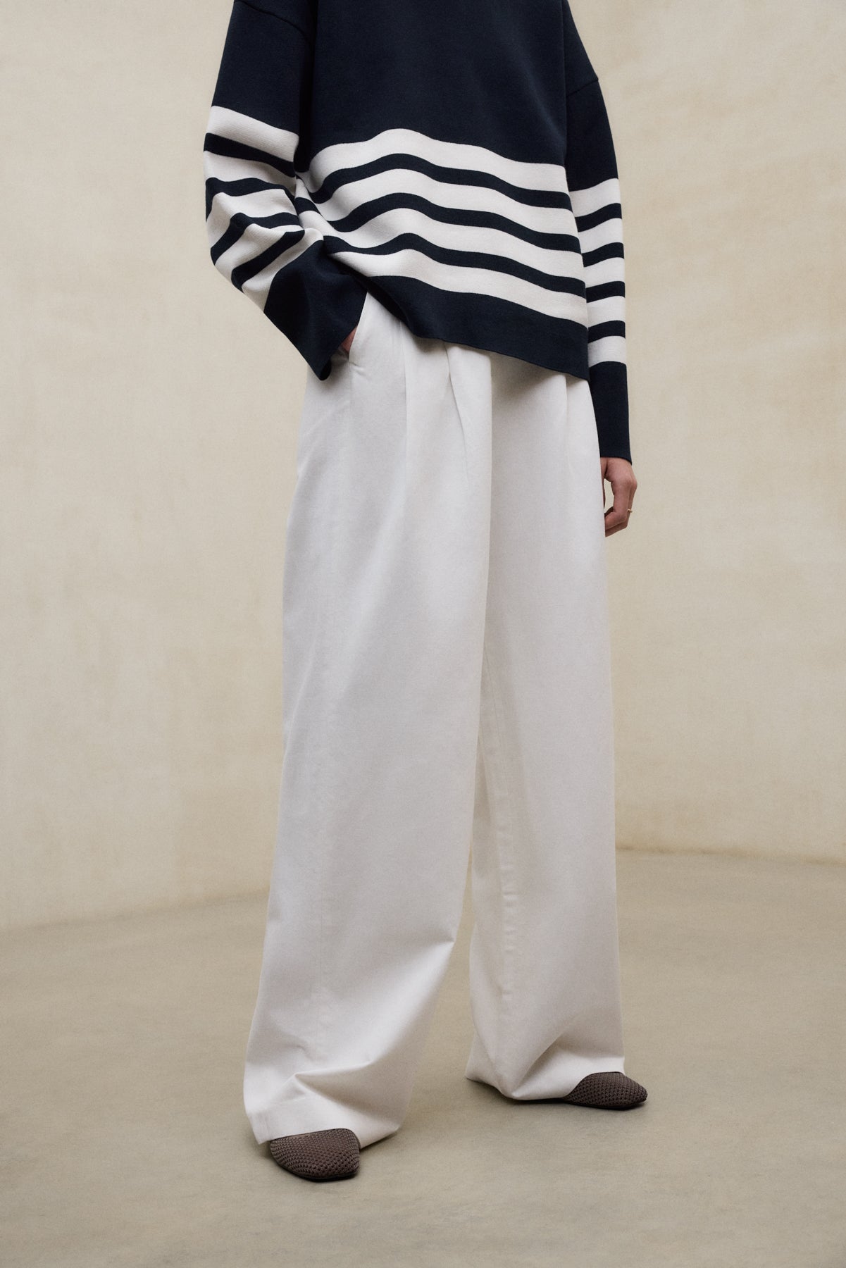 PANTALONES DE LINO MIEL BLANCO