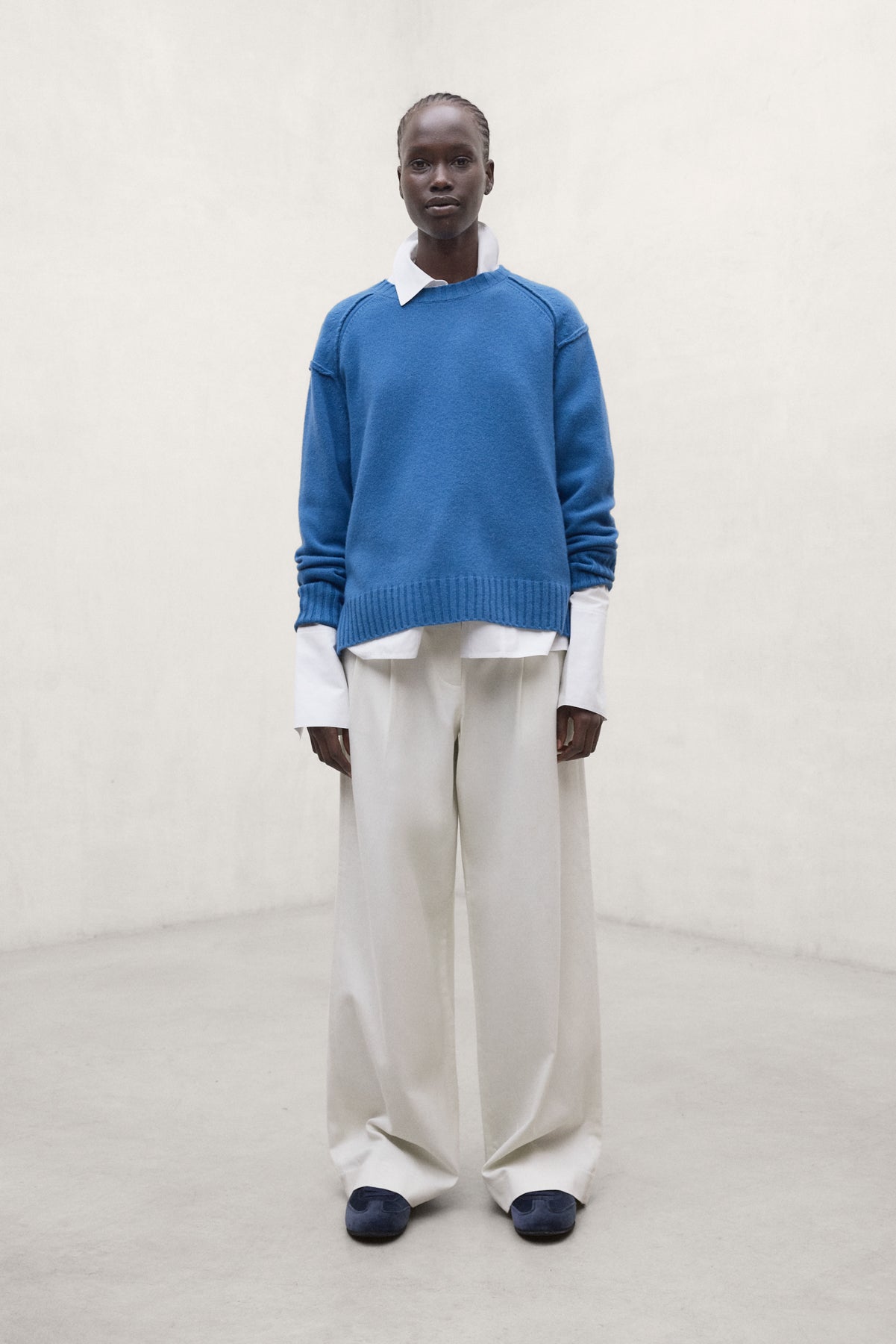 WHITE TECHNICAL COTTON MIEL TROUSERS