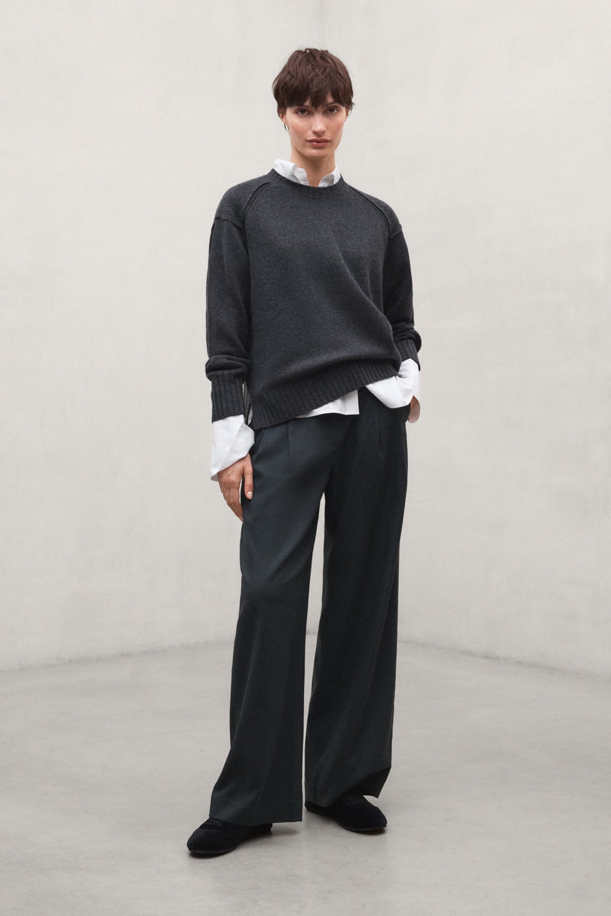 DARK GREY COTTON MIEL TROUSERS