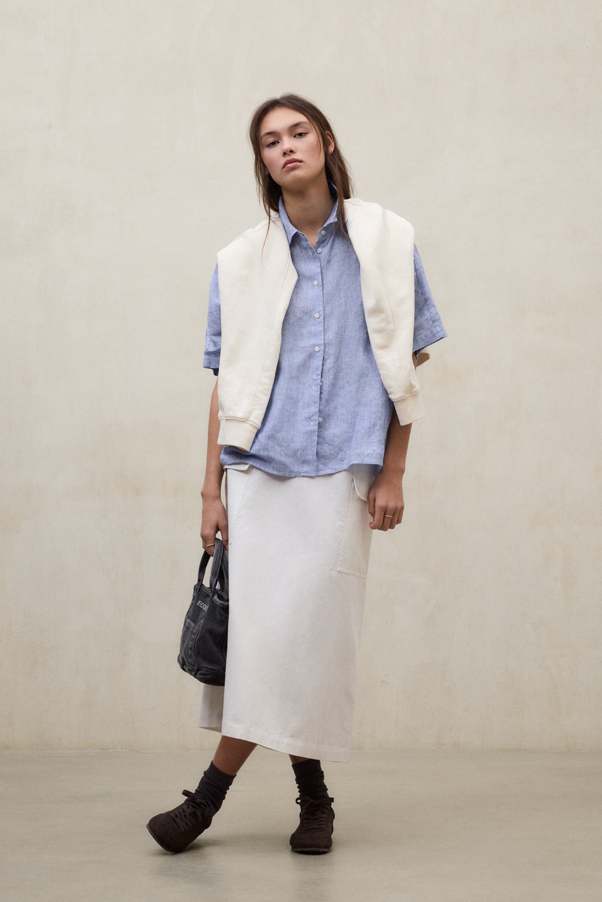 CAMISA MELANIA A RAYAS AZUL