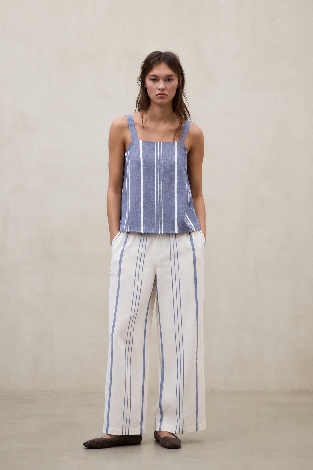 PANTALON DE RAYAS MOSSI BLANCO