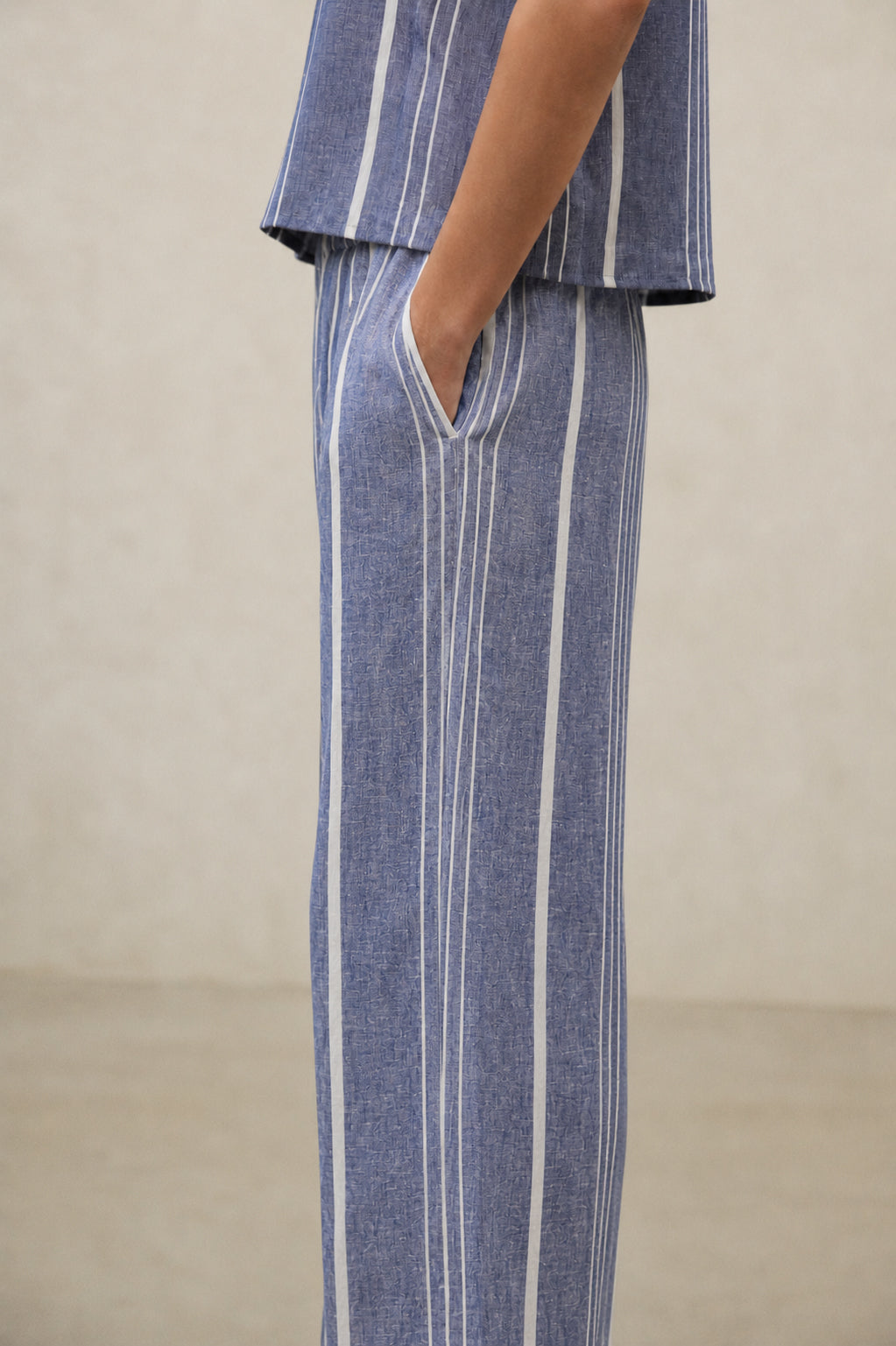 PANTALON RAYÉ MOSSI BLEU