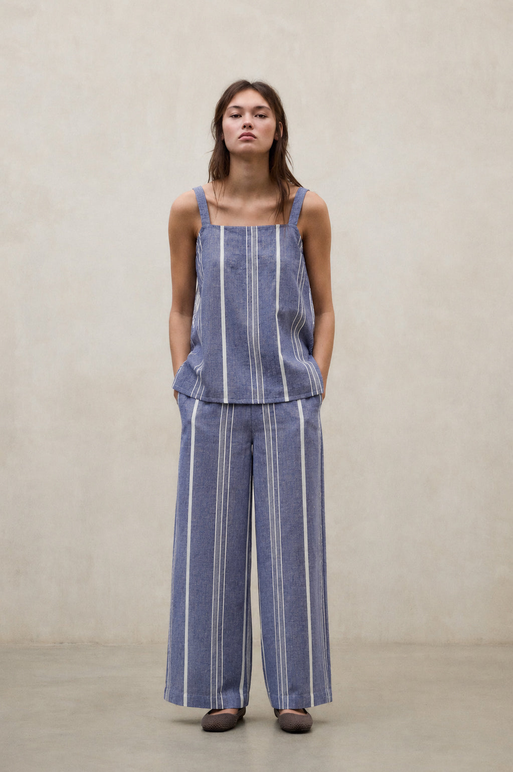PANTALON RAYÉ MOSSI BLEU