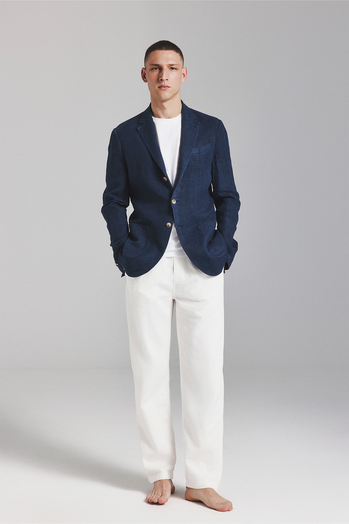 LAPO BLAZER IN NAVY BLUE HEMP