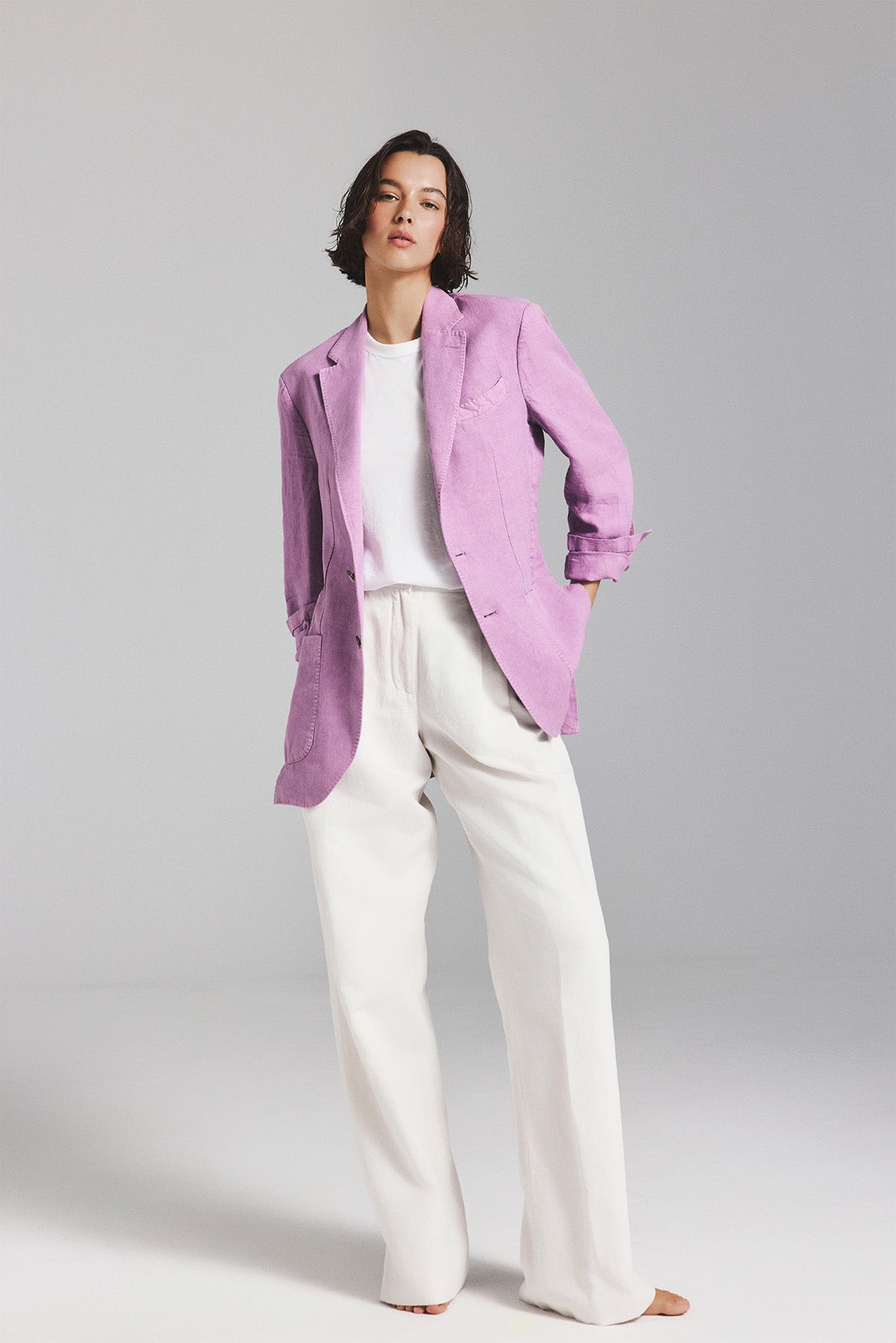 BLAZER LAPO EN CHANVRE LAVANDE