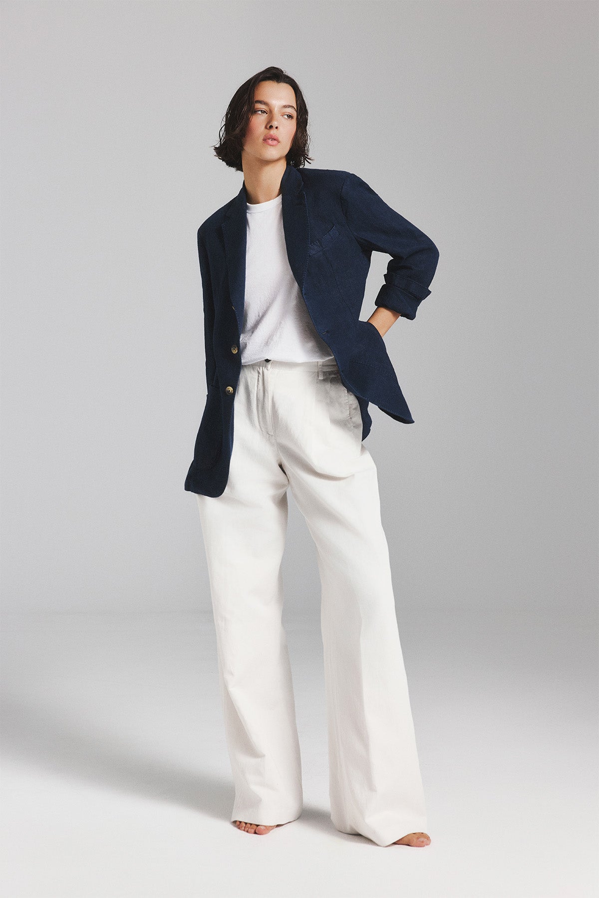 LAPO BLAZER IN NAVY BLUE HEMP