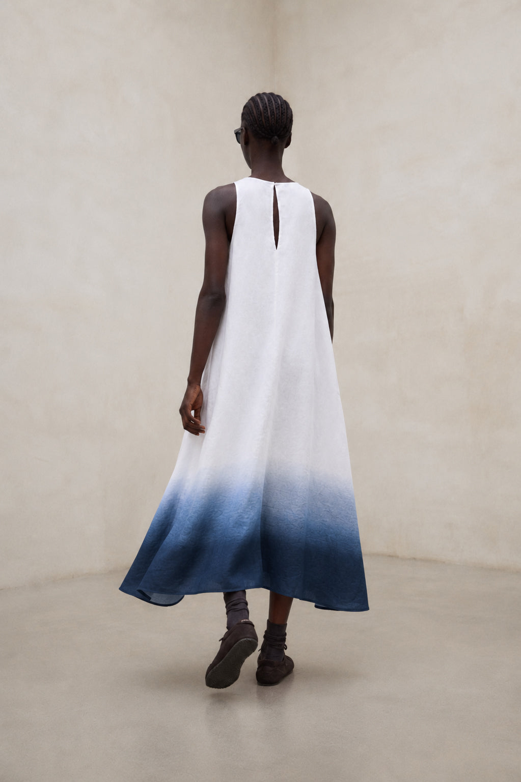 VESTIDO ESTAMPADO UKARA AZUL MARINO