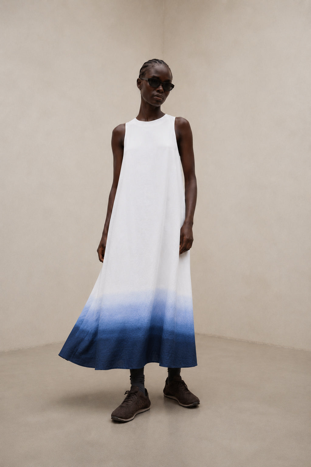 UKARA PRINTED DRESS NAVY BLUE