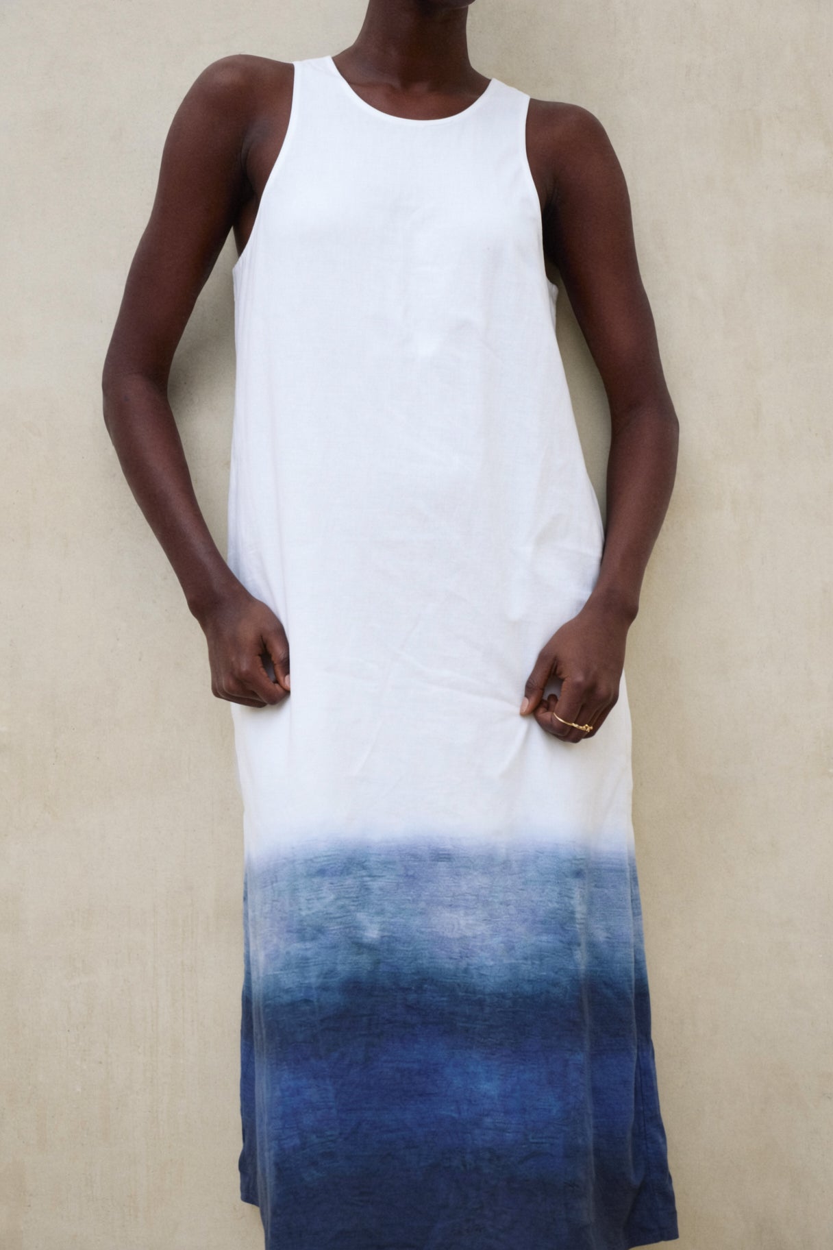 UKARA PRINTED DRESS NAVY BLUE